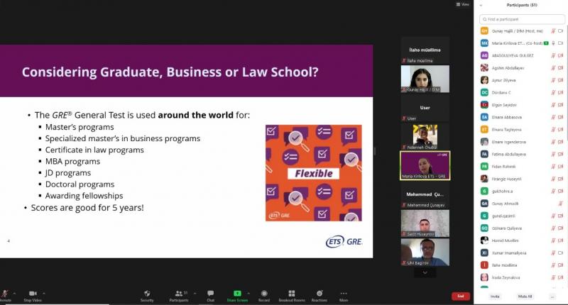 DİM avqustun 26-da “Make Your Application Stand out with the GRE® General Test” adlı məlumat sessiyası keçirib