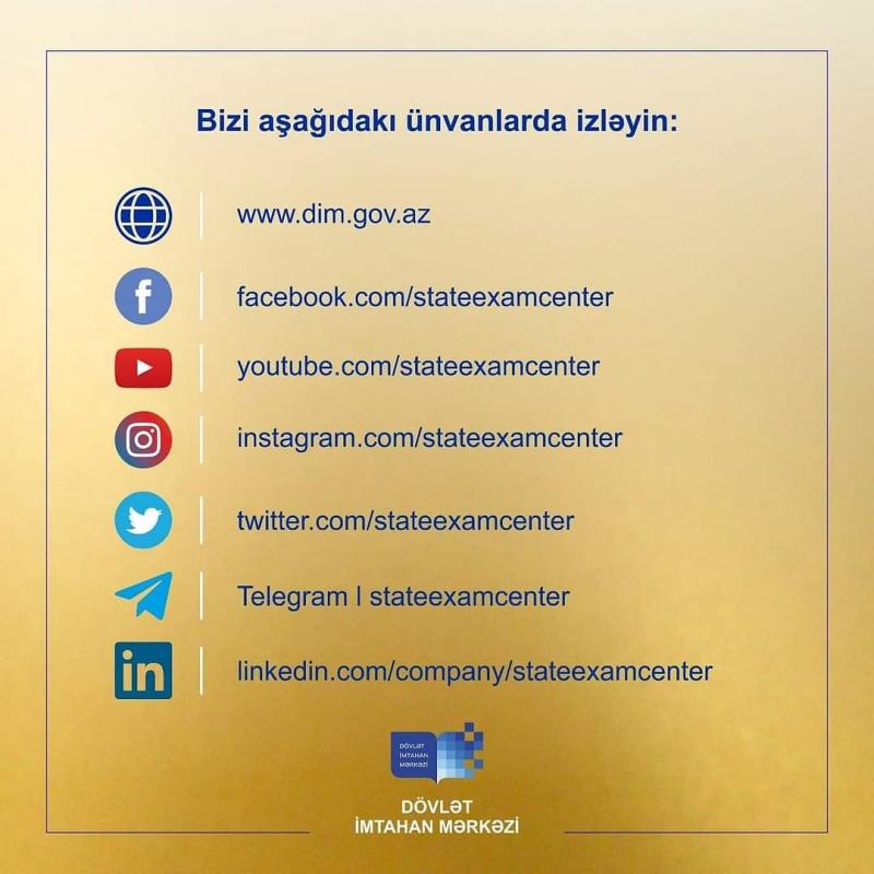 Dövlət İmtahan Mərkəzinin təqdim etdiyi məlumatları rəsmi səhifələrdən əldə edin.