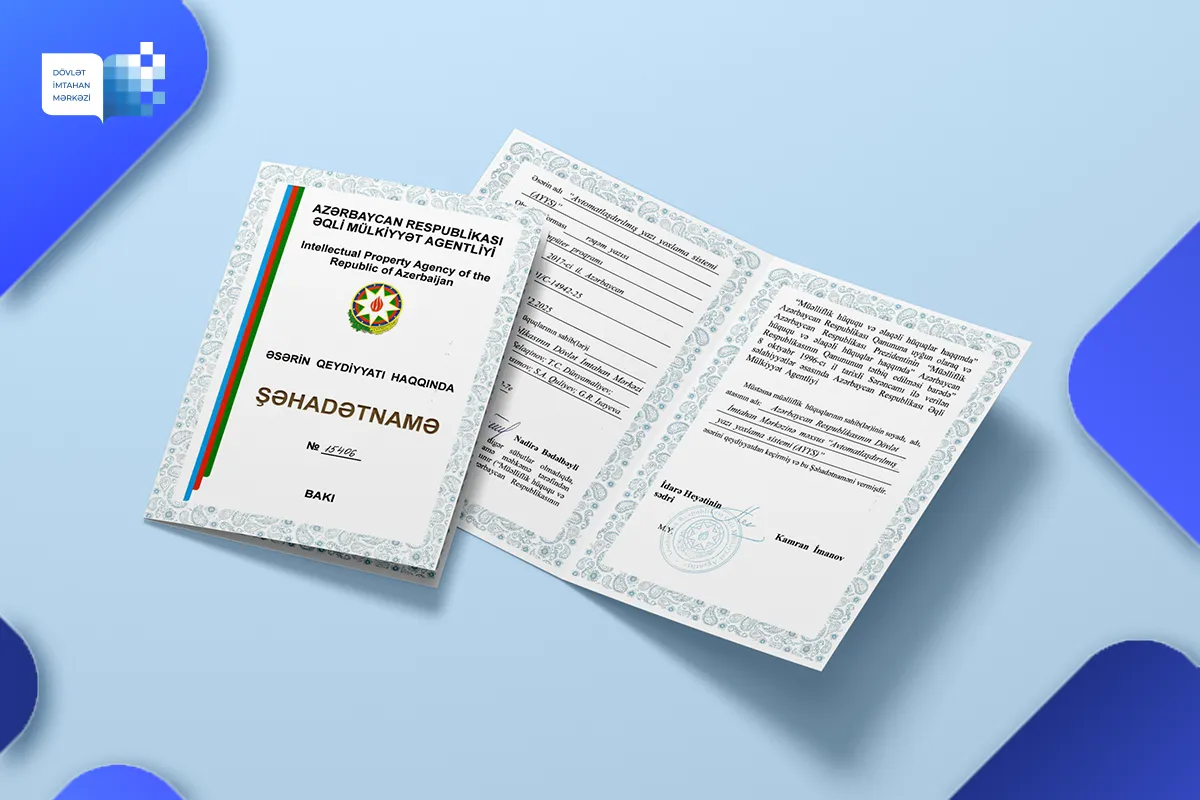 DİM-in Avtomatlaşdırılmış Yazı Yoxlama Sisteminə Əqli Mülkiyyət Agentliyi tərəfindən qeydiyyat şəhadətnaməsi (patent) verilib